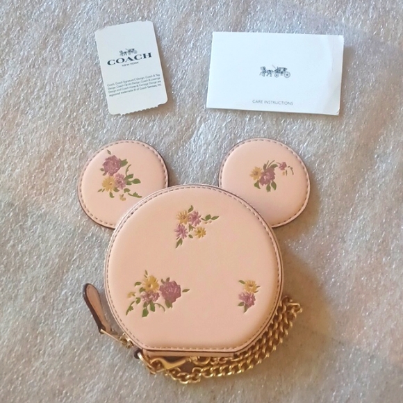 Coach Handbags - NWT DISNEY X COACH Coin Case with Minnie Mouse Ears  - Pink Floral